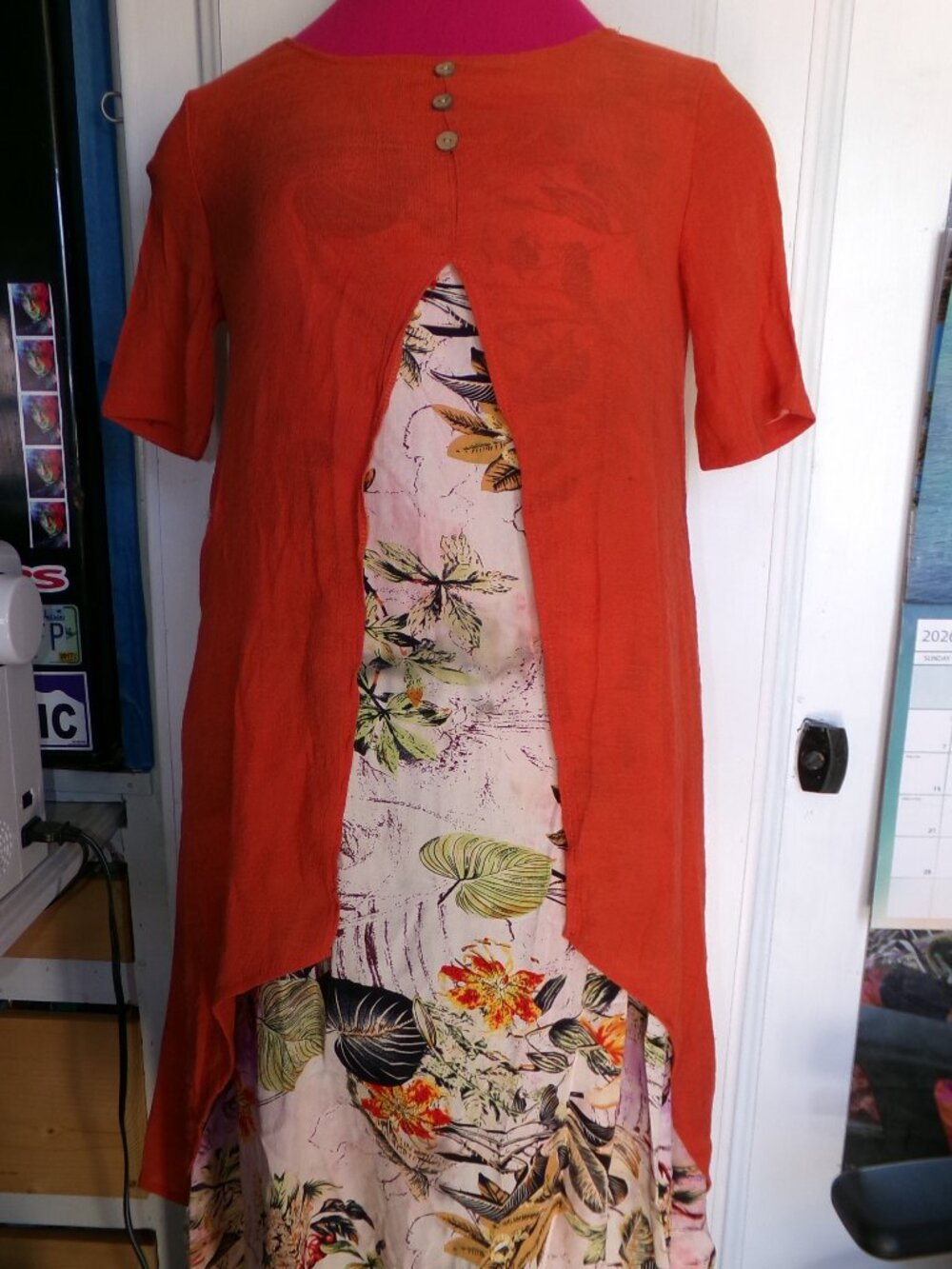Cellabie Layered Tropical Dress Sz M